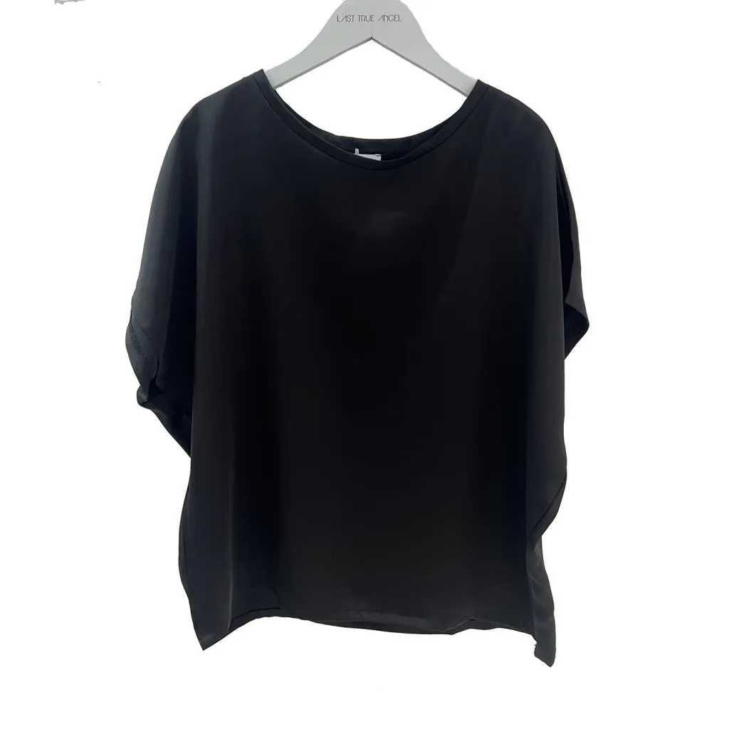 Satin Boxy T-Shirt - Black