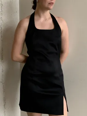 Satin halter mini dress