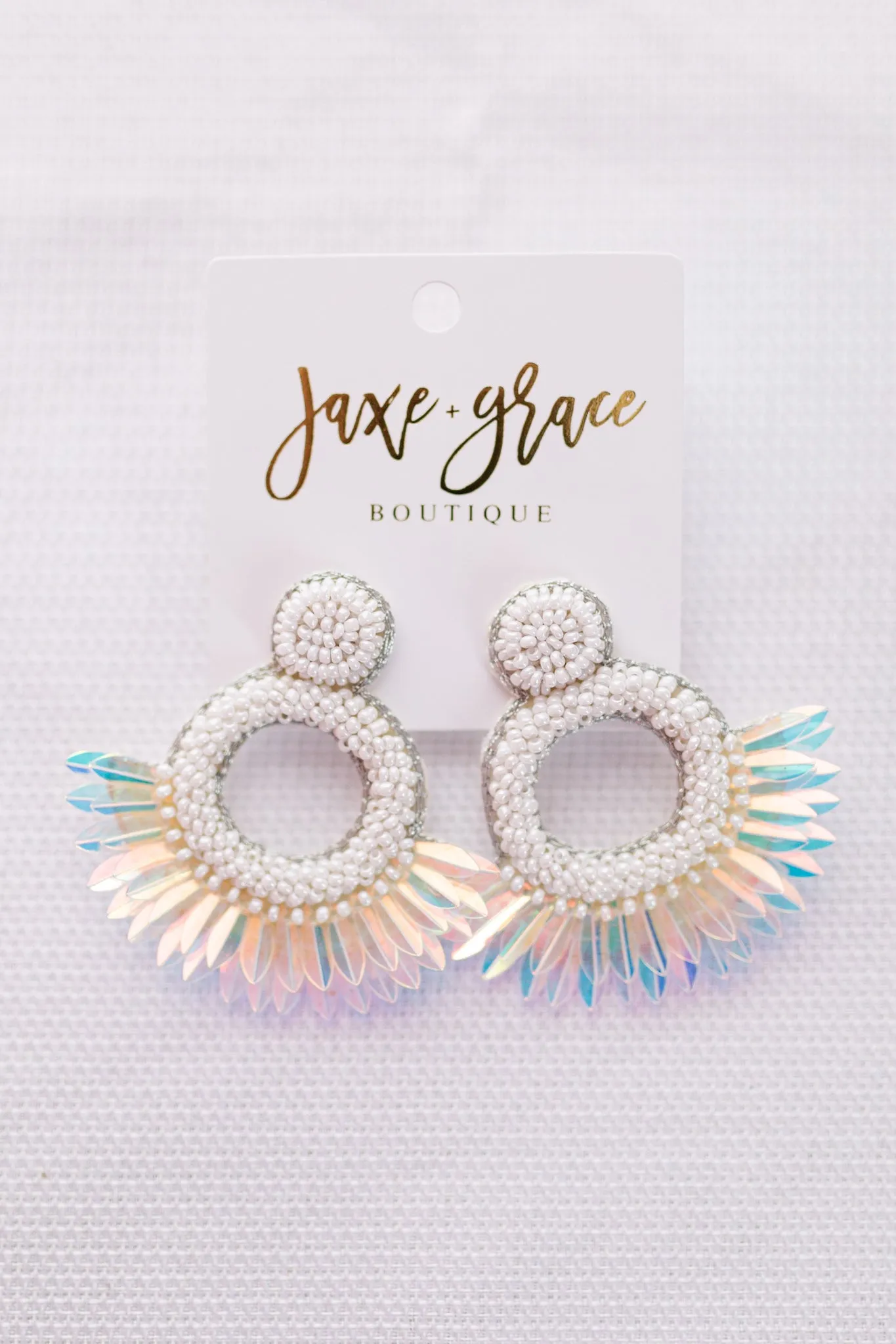 Sequin Beaded Circle Earrings, VARIOUS