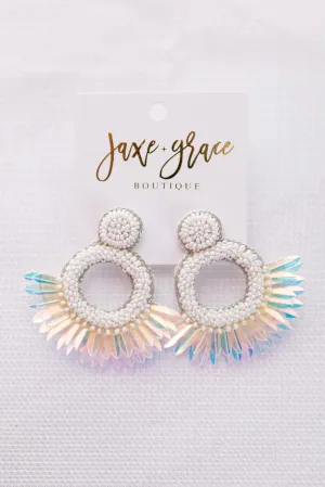 Sequin Beaded Circle Earrings, VARIOUS
