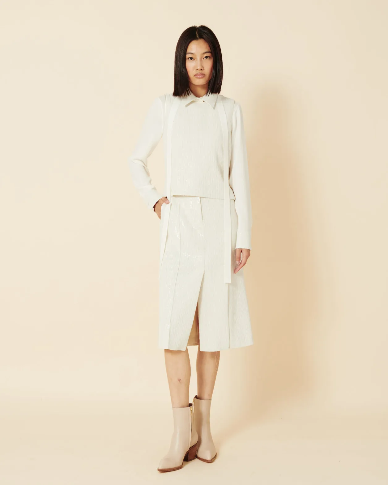 Sequin Covered Silk Skirt