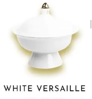 Set of 4 white versaille covered soup bowls