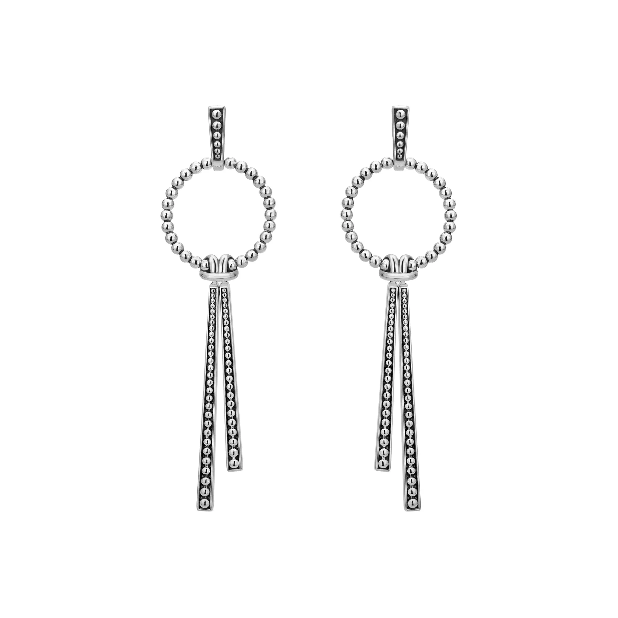 Signature Caviar Double Station Linear Drop Earrings
