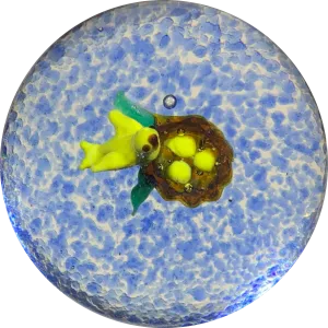 Signed Harold Hacker Lampwork Pantin Inspired Bird in The Nest on Mottled Blue