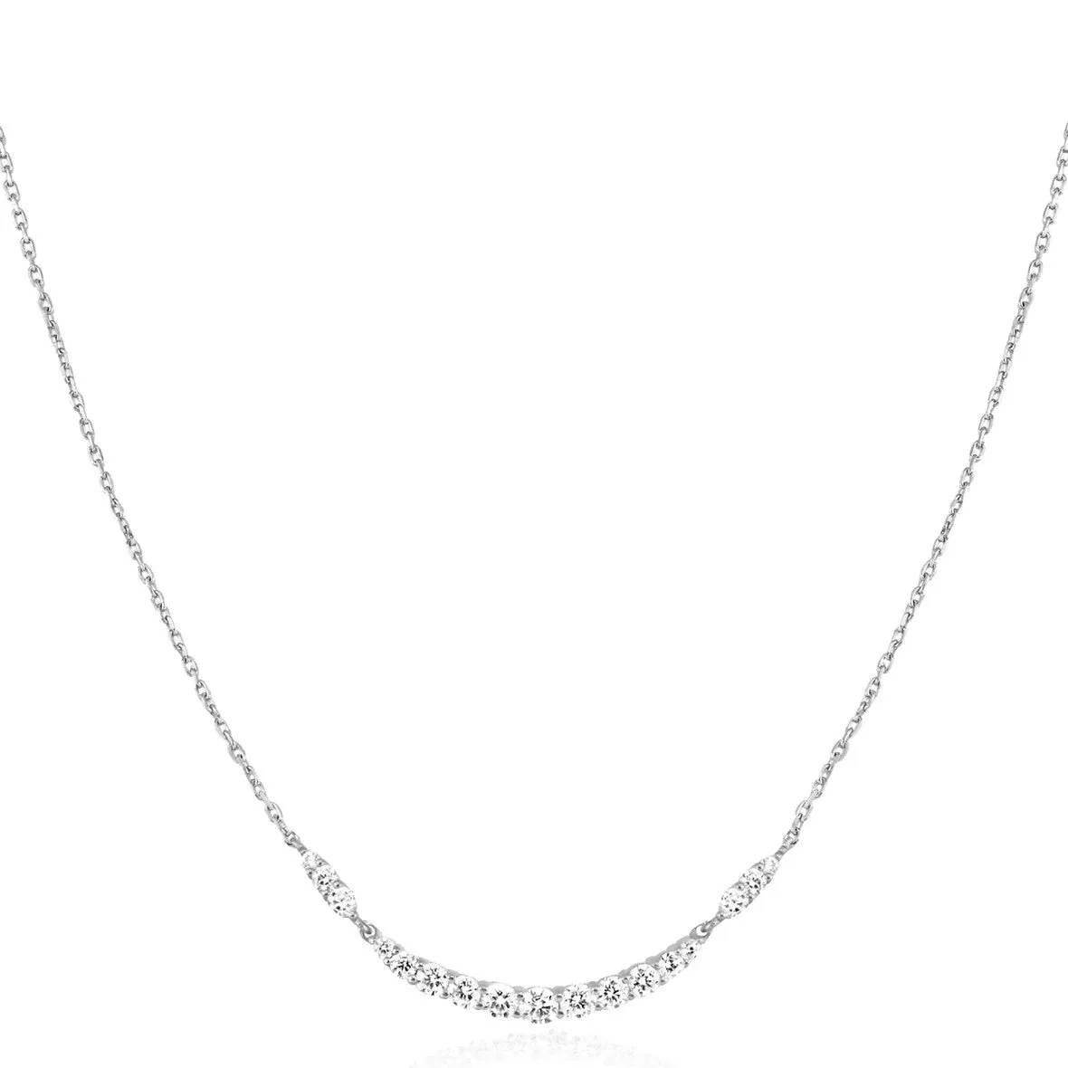 Silver Arc Pavé Necklace