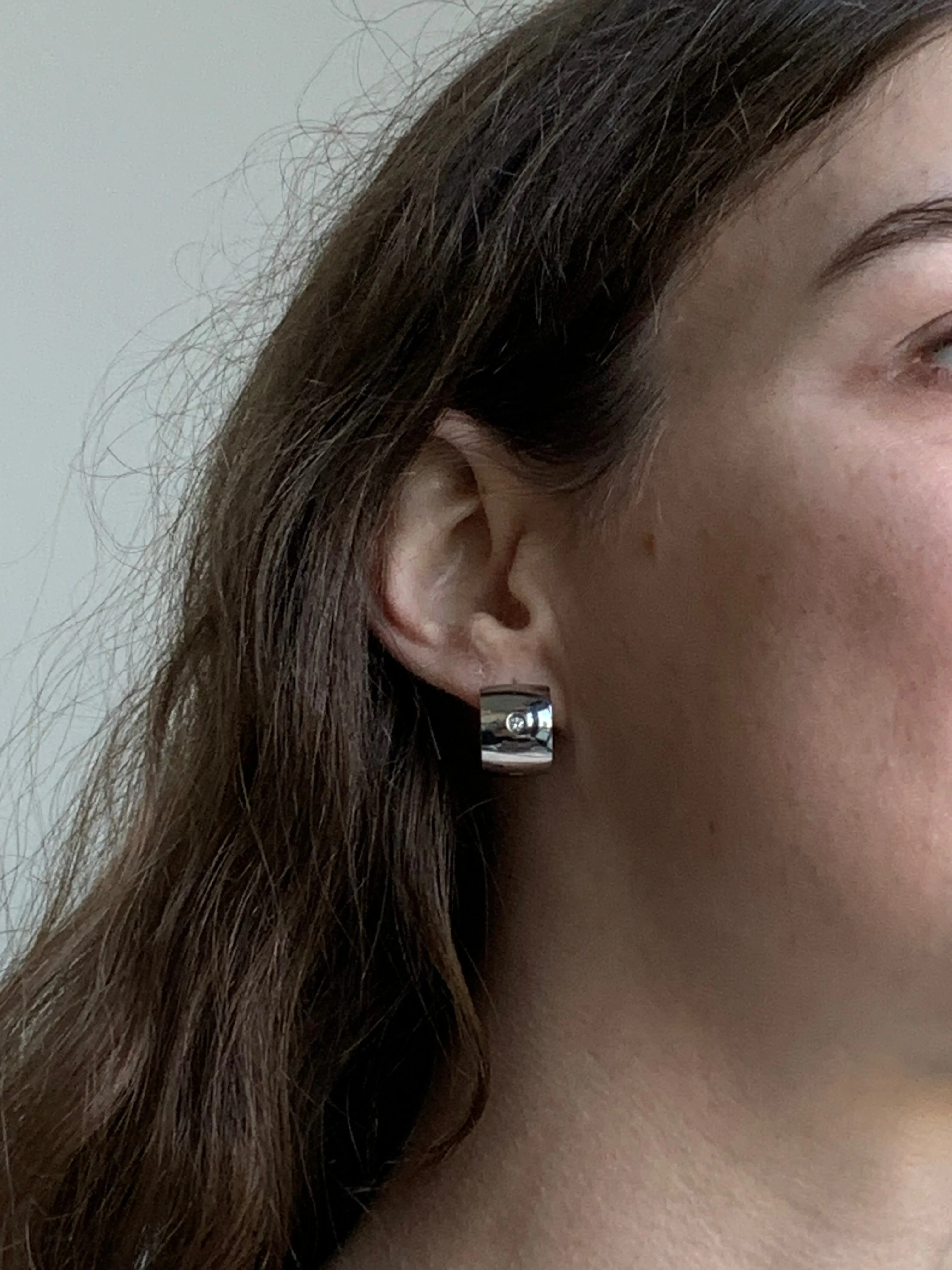 Silver cuff band earrings