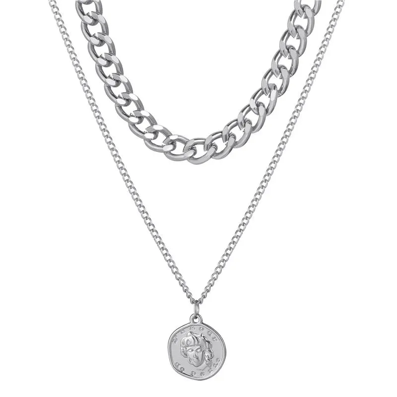 Silver Double Layered Vintage Coin Pendant