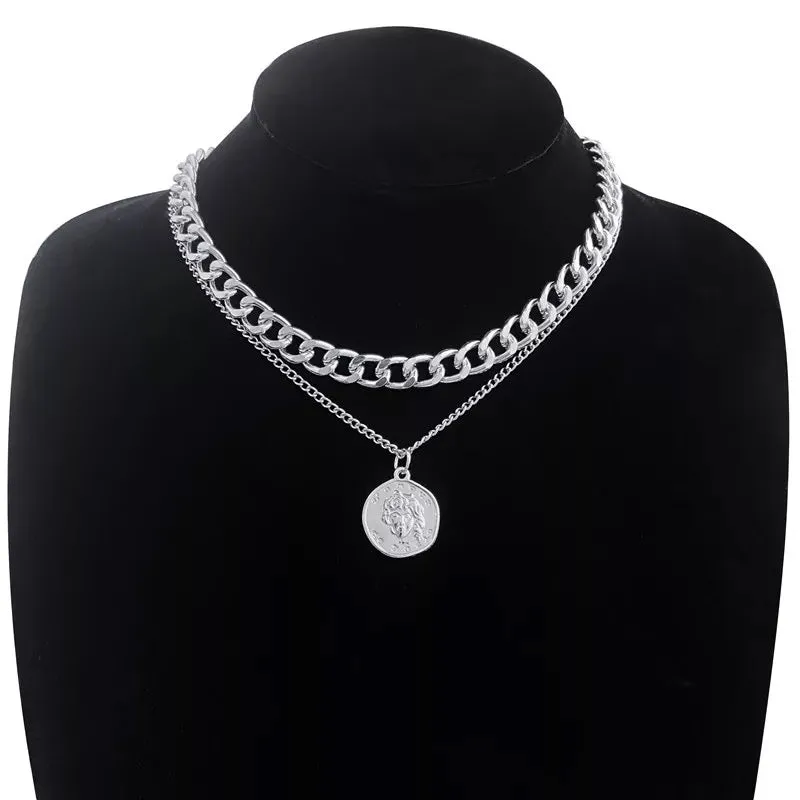 Silver Double Layered Vintage Coin Pendant
