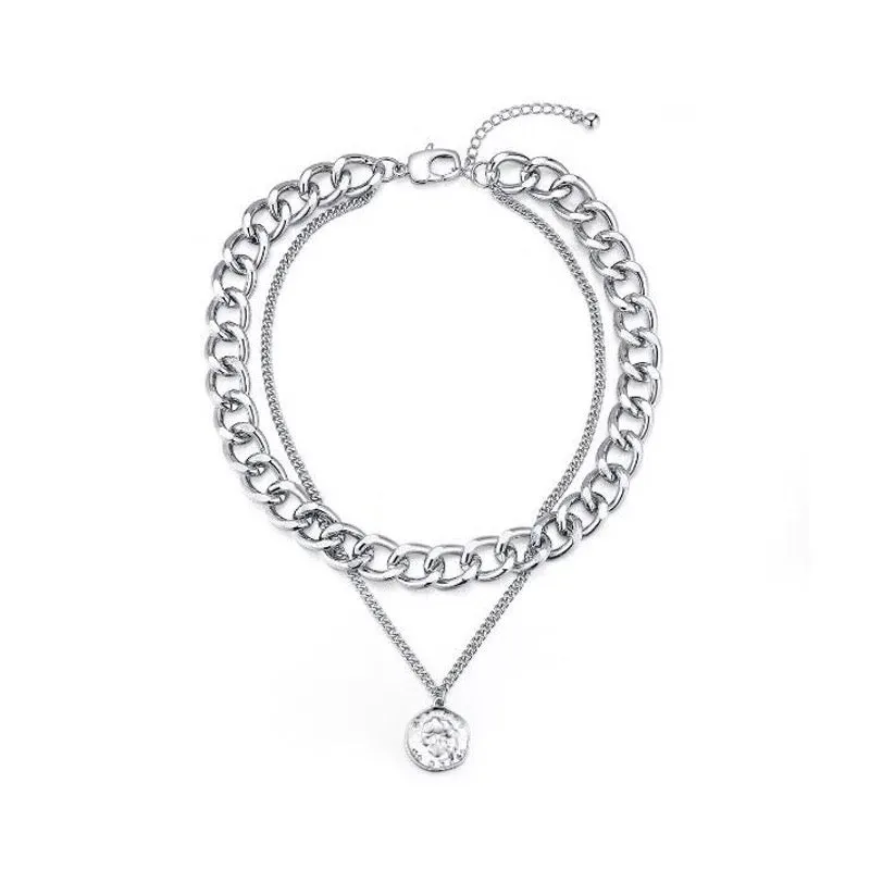 Silver Double Layered Vintage Coin Pendant
