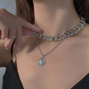 Silver Double Layered Vintage Coin Pendant