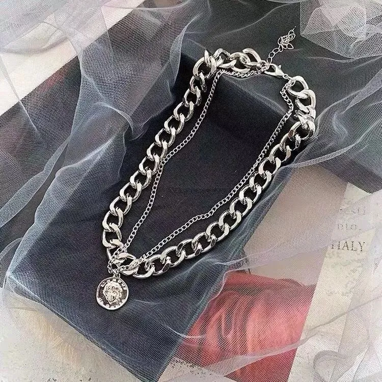 Silver Double Layered Vintage Coin Pendant