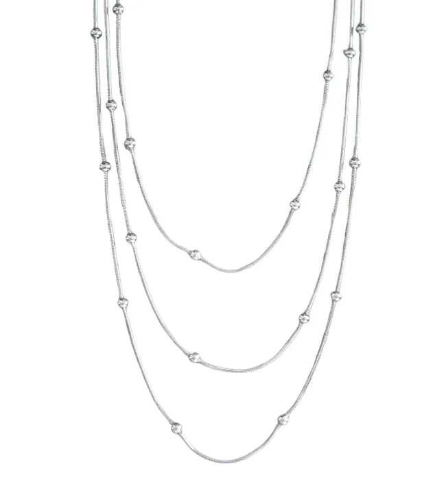 Silver Layered Waterproof Non-Tarnish Stainless Steel Necklace