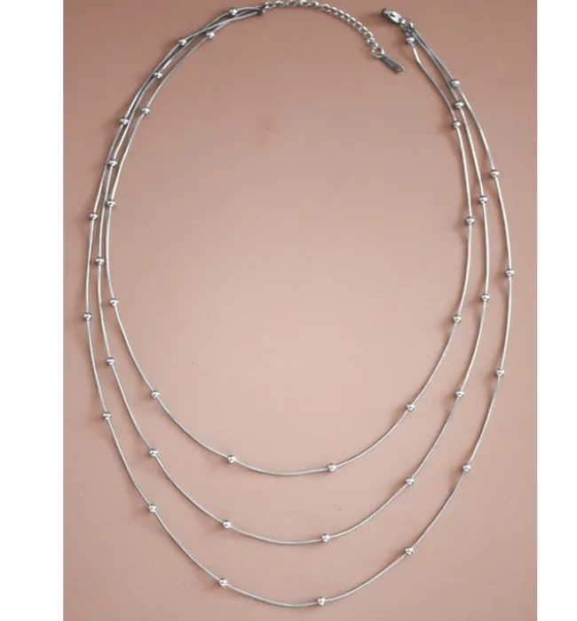 Silver Layered Waterproof Non-Tarnish Stainless Steel Necklace