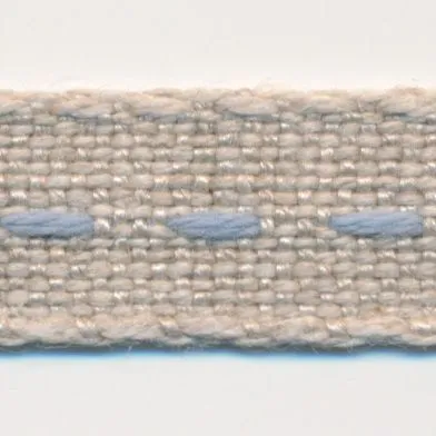 Single Stitched Linen Ribbon #7 Ecru & Light Blue