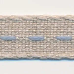 Single Stitched Linen Ribbon #7 Ecru & Light Blue