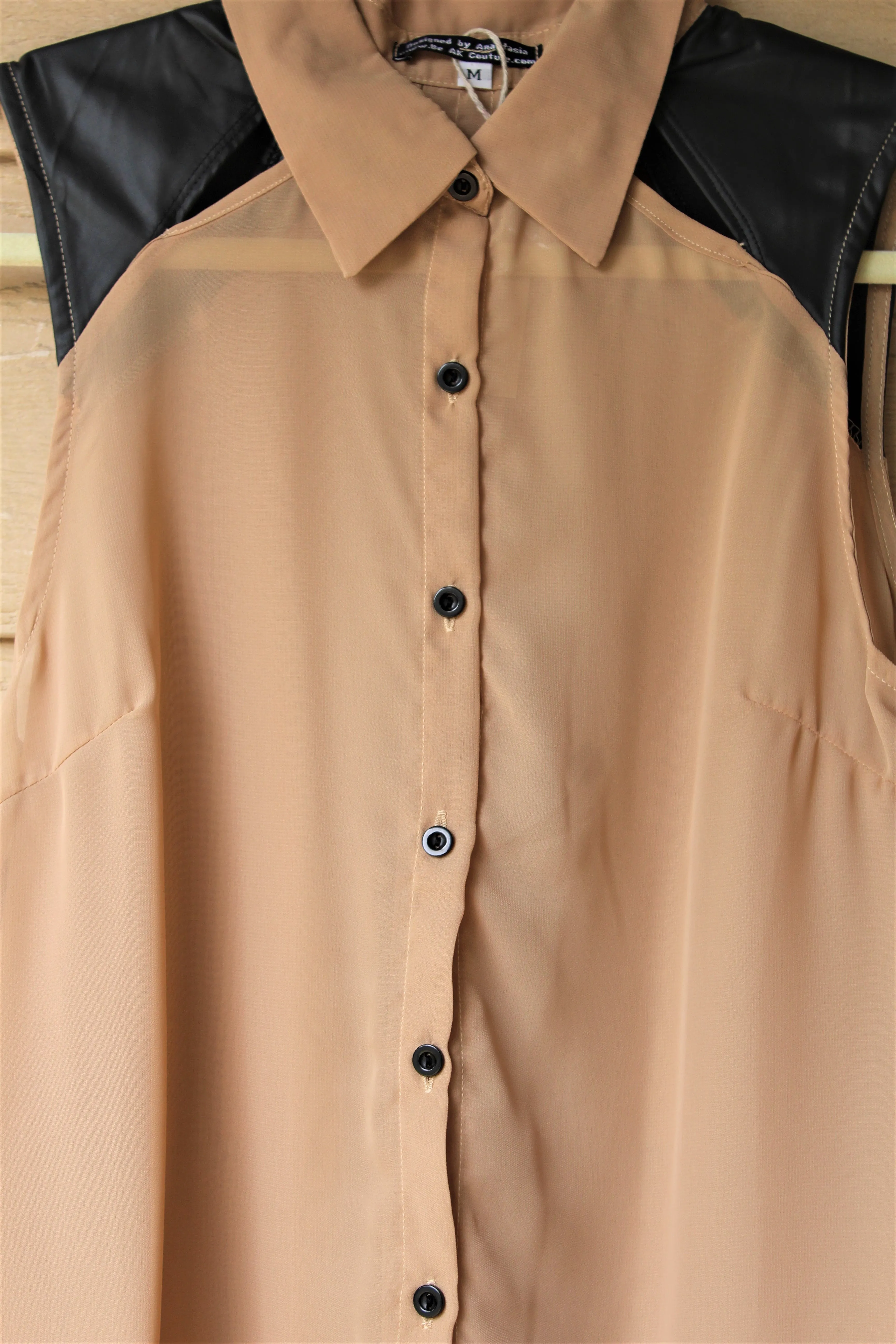 Sleeveless Chiffon Button-Front Top