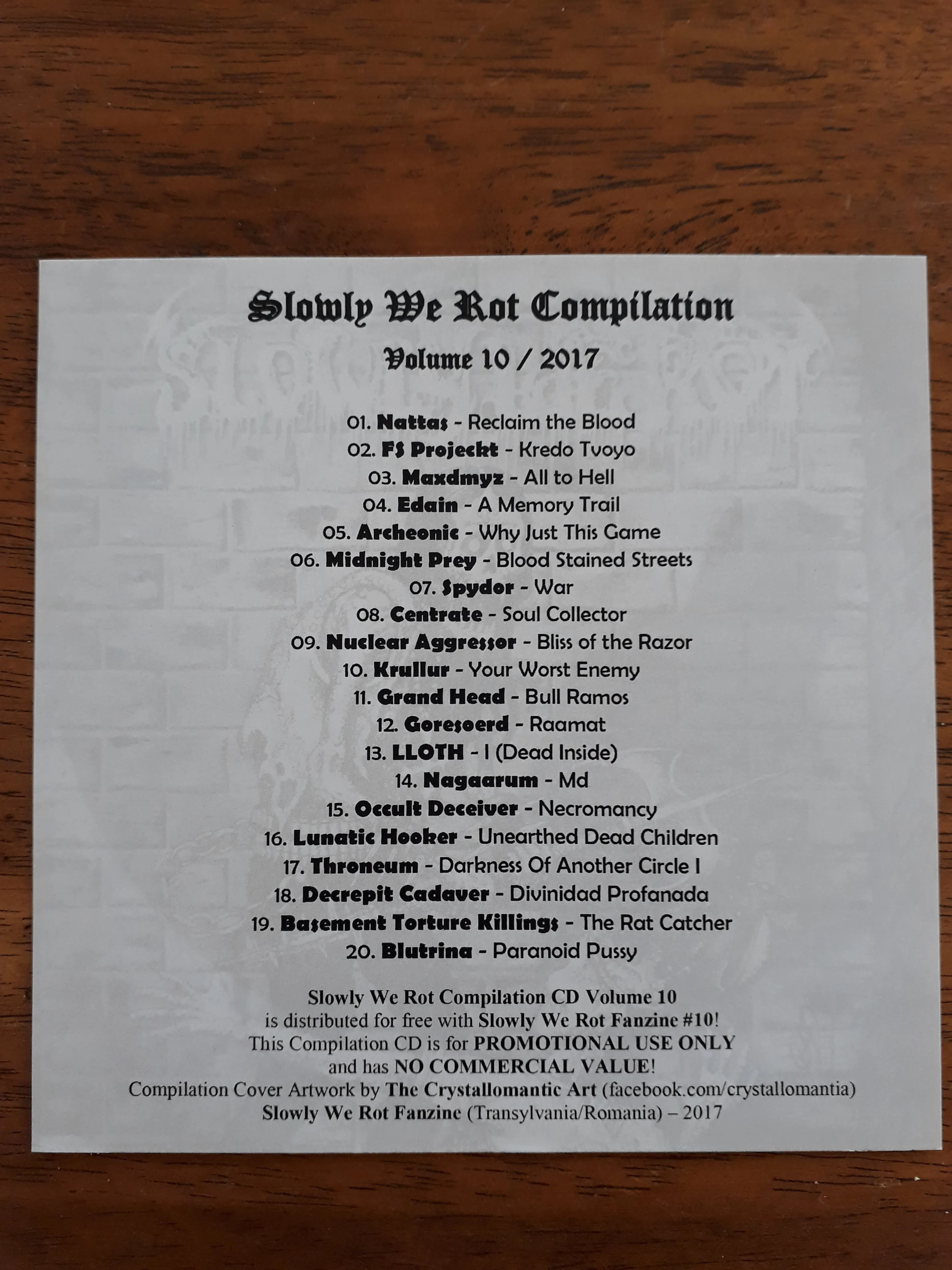 SLOWLY WE ROT Zine #10   CD