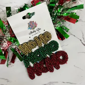 Small Beaded HO HO HO Earrings