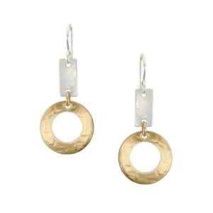 Small Rectangle with Wide Ring Wire Earrings