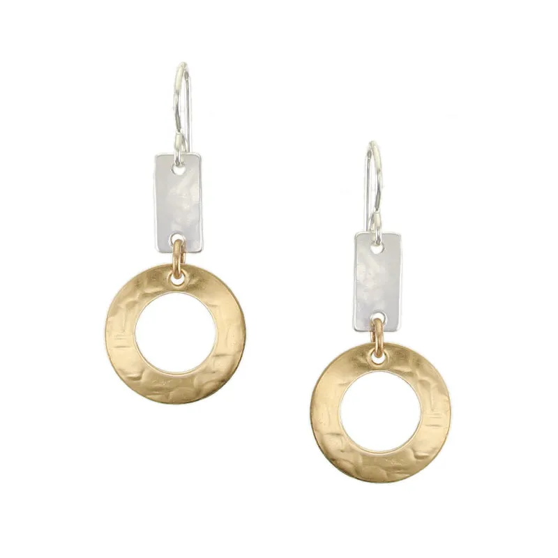 Small Rectangle with Wide Ring Wire Earrings