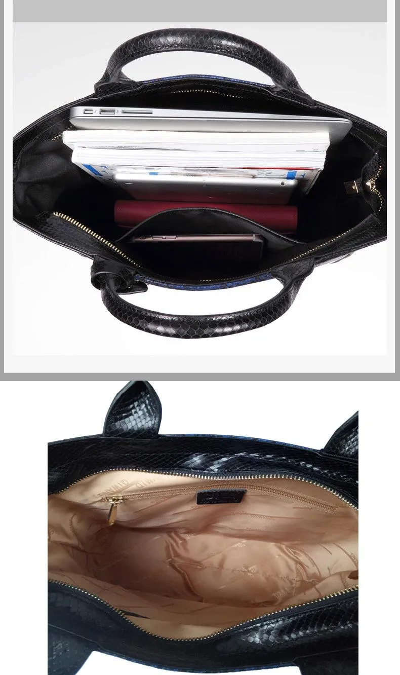 Snake Skin Pattern Leather Shoulder Bag
