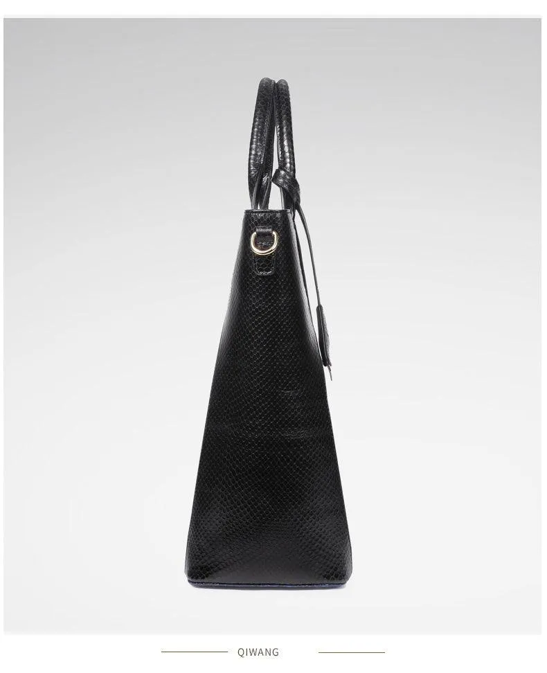 Snake Skin Pattern Leather Shoulder Bag
