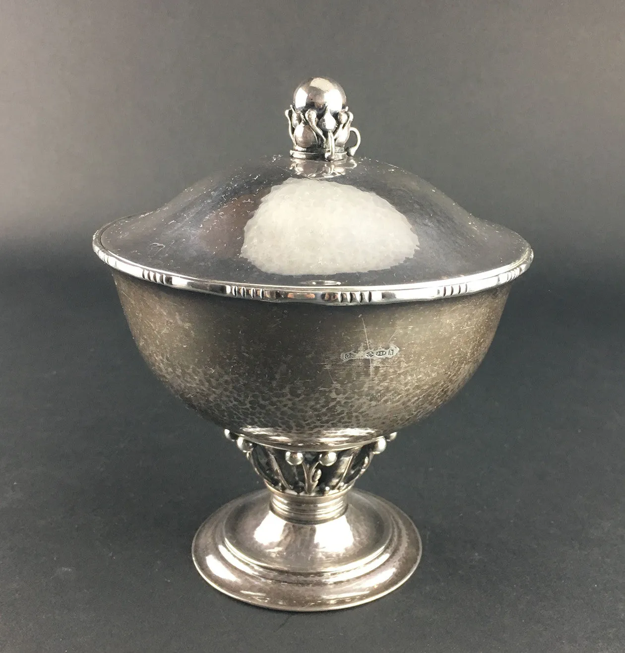 SOLD Danish Georg Jensen Sterling Silver Covered Bowl on Foot