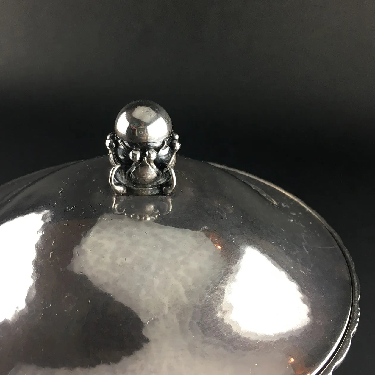 SOLD Danish Georg Jensen Sterling Silver Covered Bowl on Foot