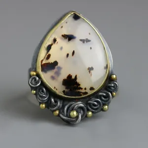 Sold Montana Moss Agate with French Knot Edging Ring