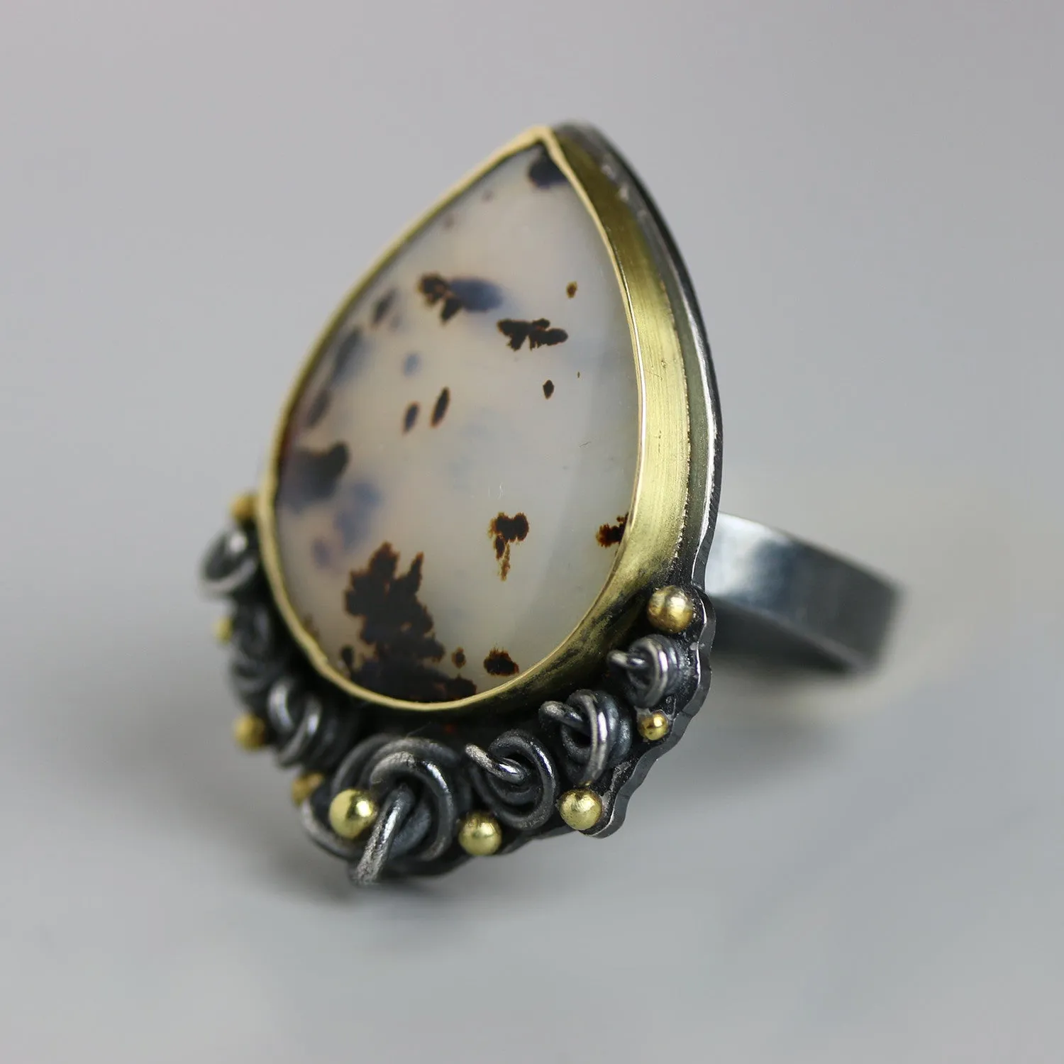 Sold Montana Moss Agate with French Knot Edging Ring