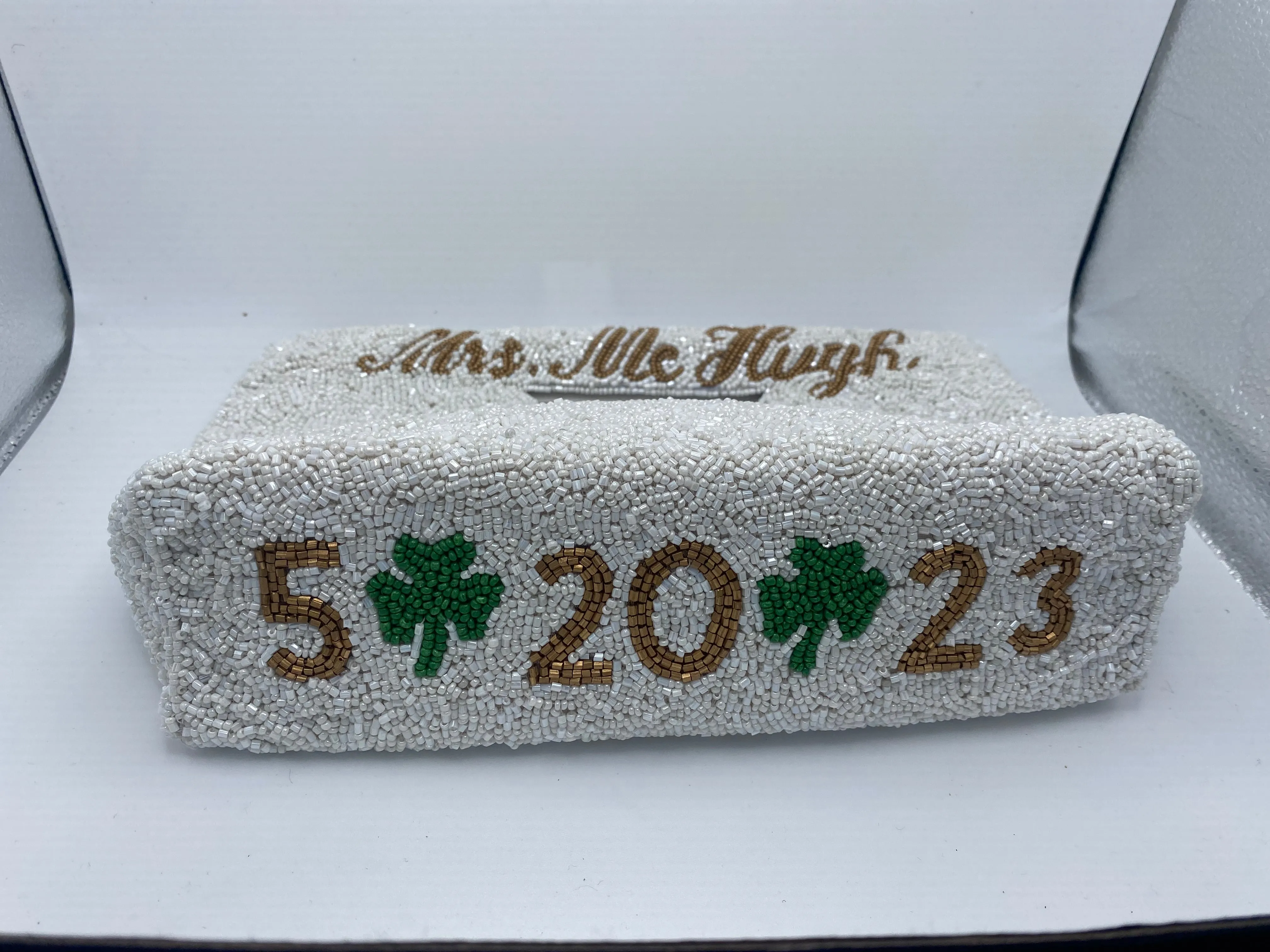 Solid Beaded Monogram Tote