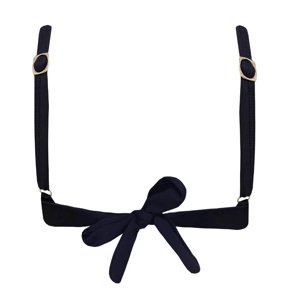 Solid Black Brazilian Fixed Knot Triangle Bikini Top