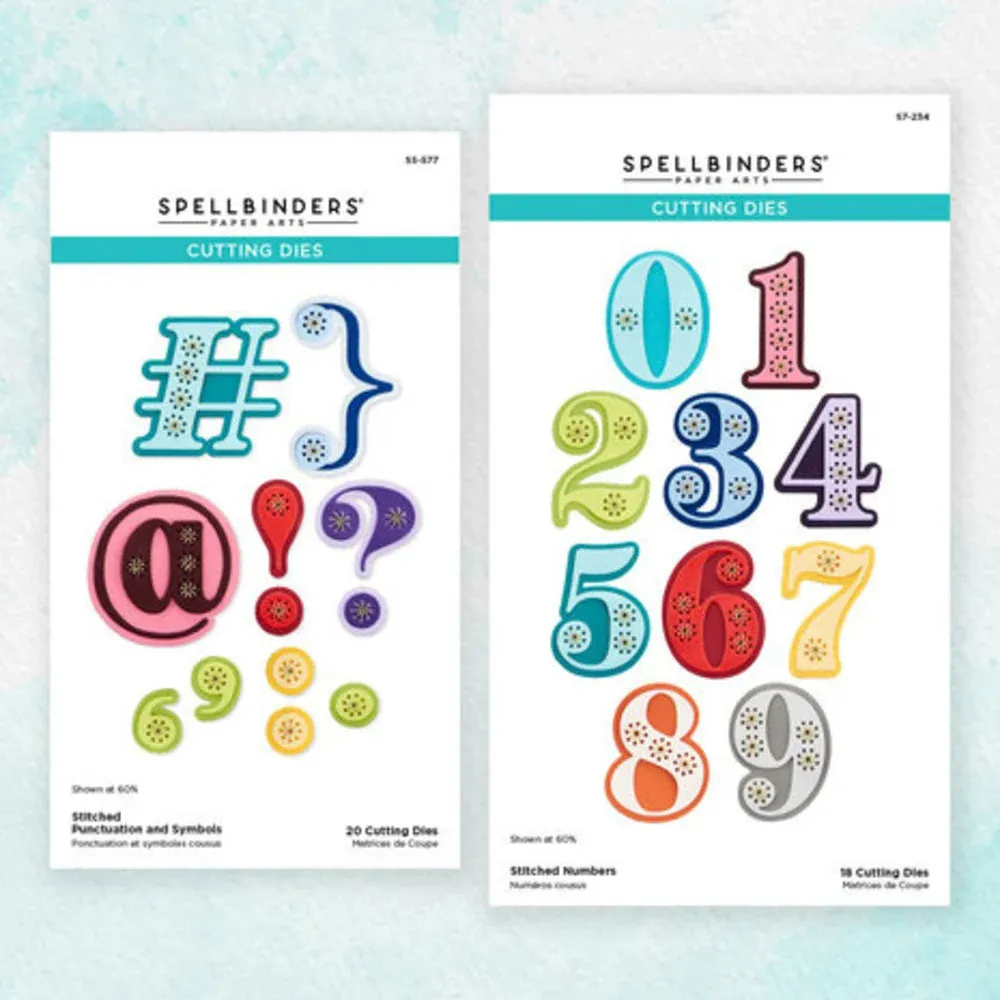 Spellbinders Stitched Numbers Punctuation Symbols Bundle - Stitched Numbers Plus Collection