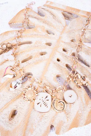 Spring Theme Goldtone Charm Necklace