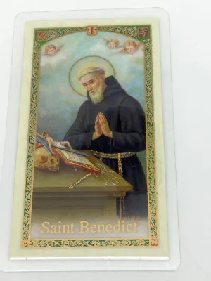 St. Benedict Laminated Holy Card (Plastic Covered)