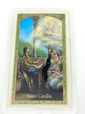 St. Cecilia Laminated Holy Card (Plastic Covered)