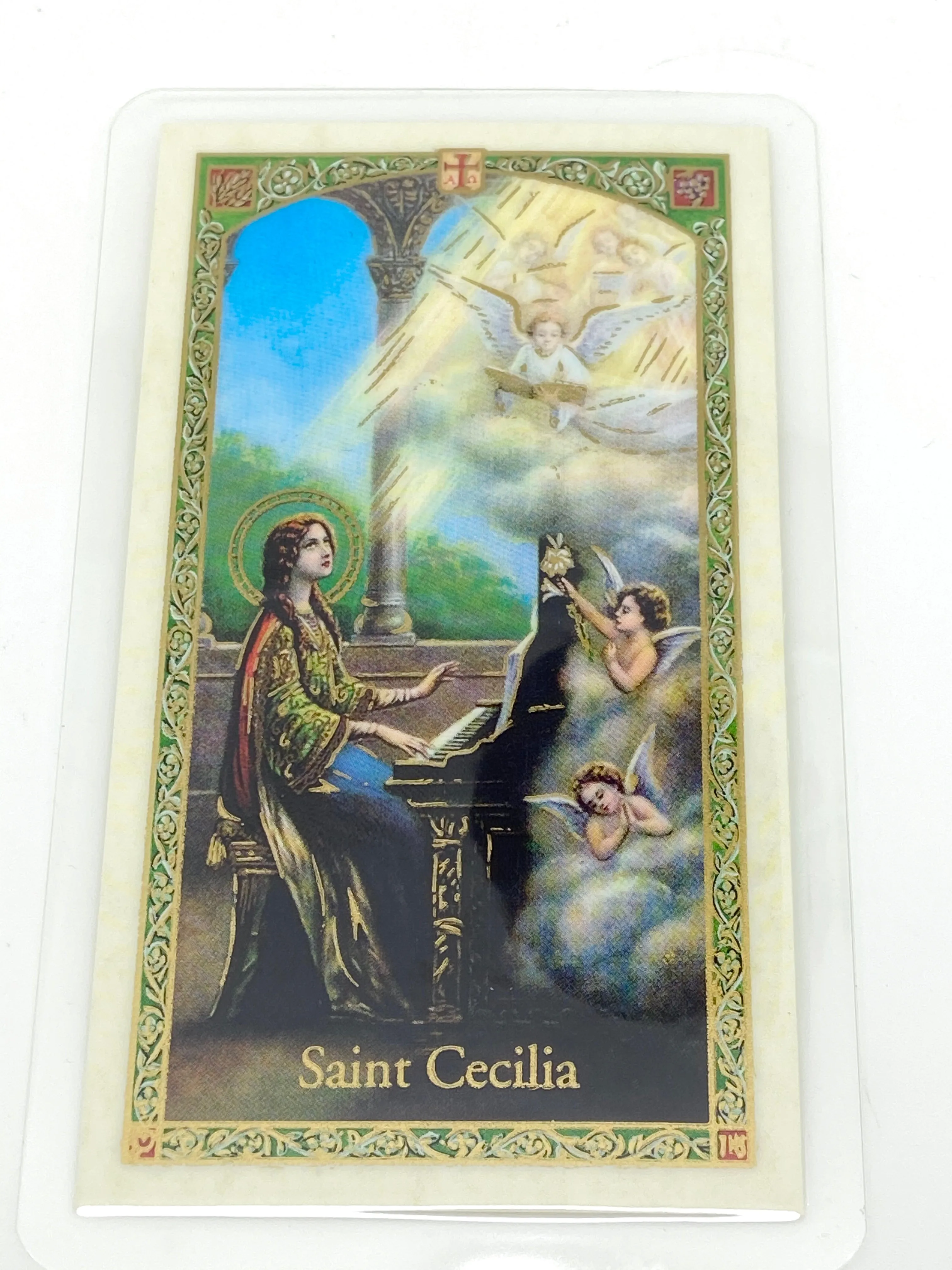 St. Cecilia Laminated Holy Card (Plastic Covered)