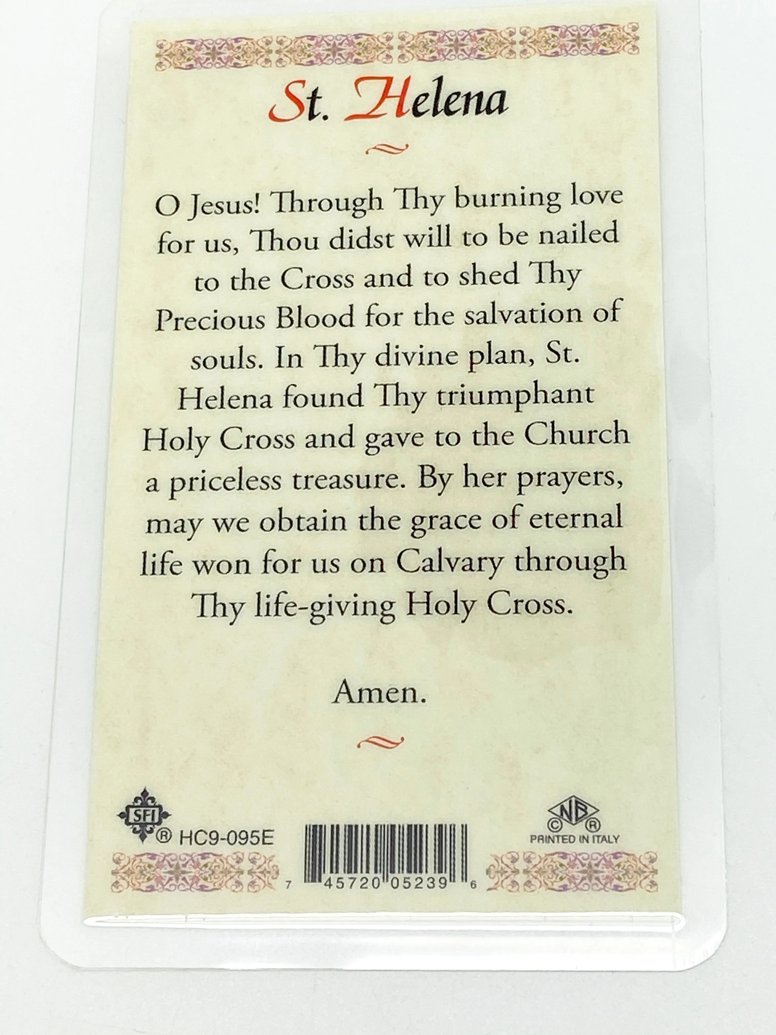 St. Helena Laminated Holy Card (Plastic Covered)