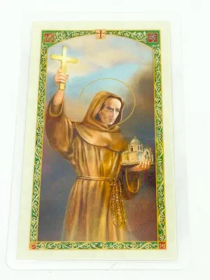 St. Junipero Serra Laminated Holy Card (Plastic Covered)