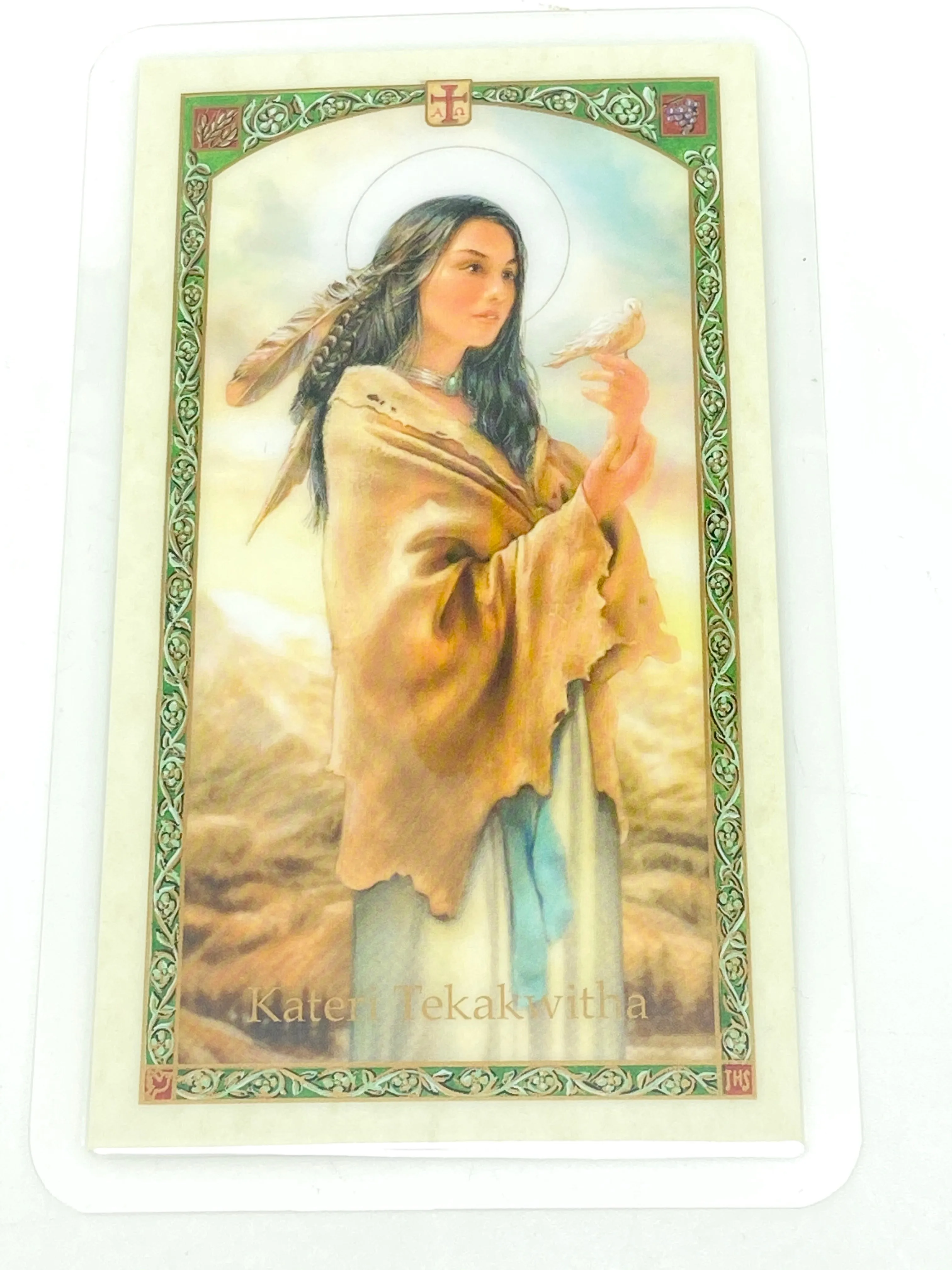St. Kateri Tekakwitha Laminated Holy Card (Plastic Covered)