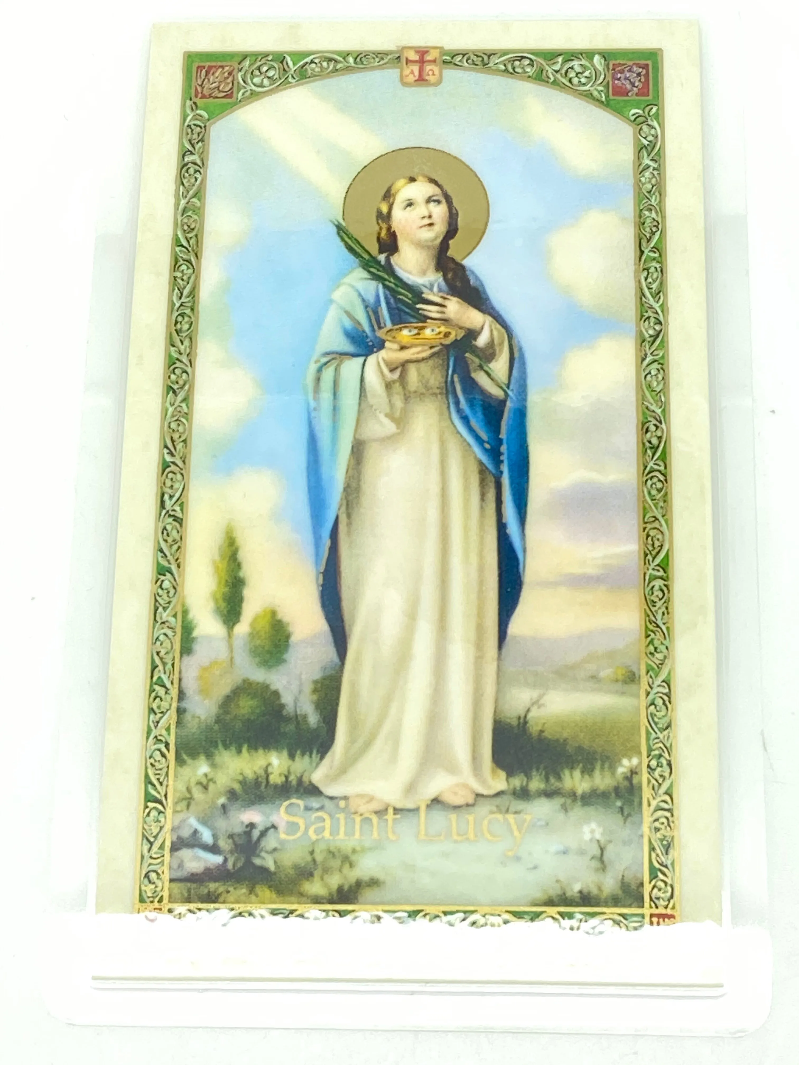 St. Lucy Laminated Holy Card (Plastic Covered)