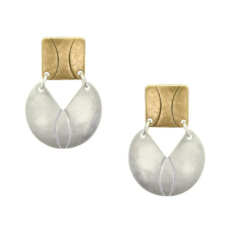 Stamped Square with Crescent Post Earring