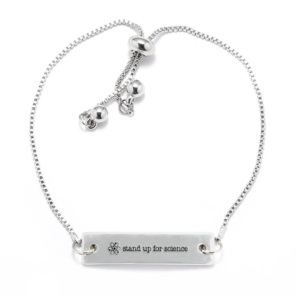 Stand Up for Science Silver Bar Adjustable Bracelet