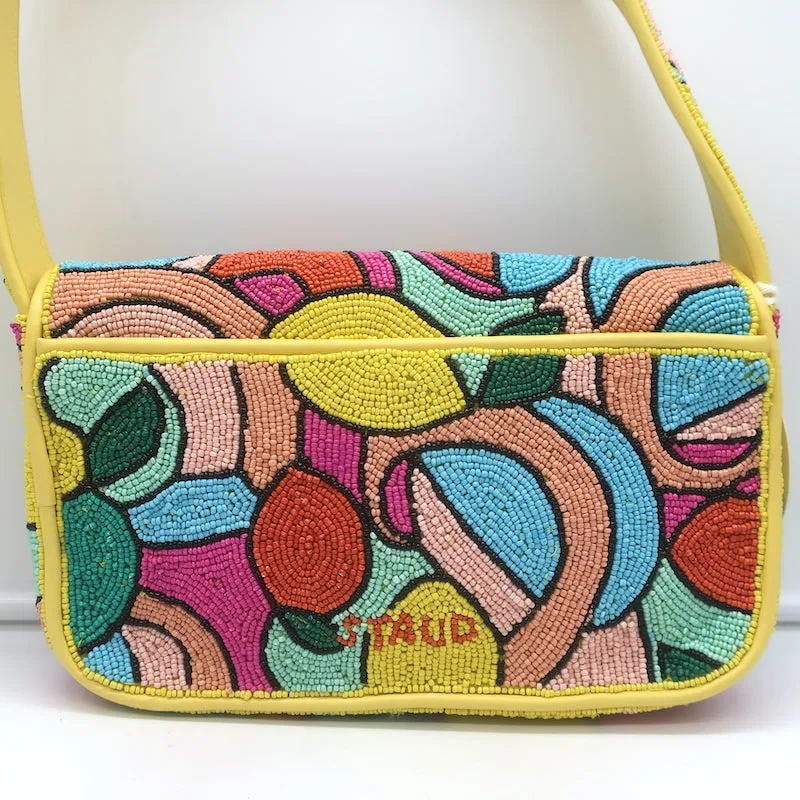 Staud Tommy Citrus Beaded Small Shoulder Bag Yellow/Multi NEW