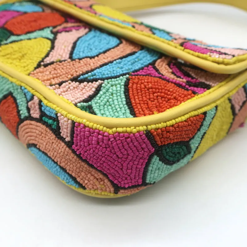 Staud Tommy Citrus Beaded Small Shoulder Bag Yellow/Multi NEW