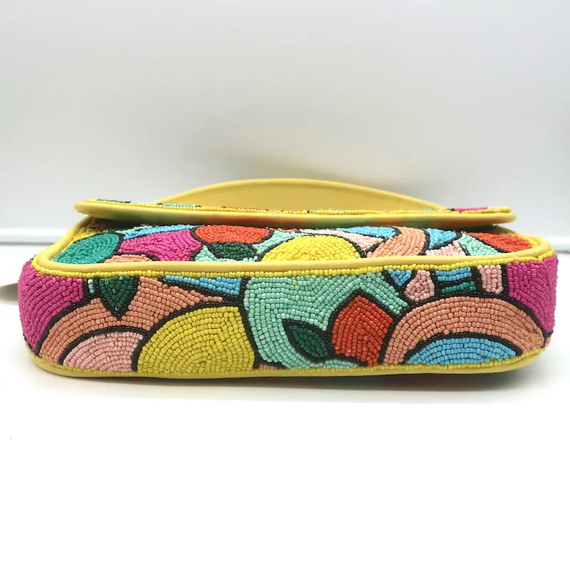 Staud Tommy Citrus Beaded Small Shoulder Bag Yellow/Multi NEW