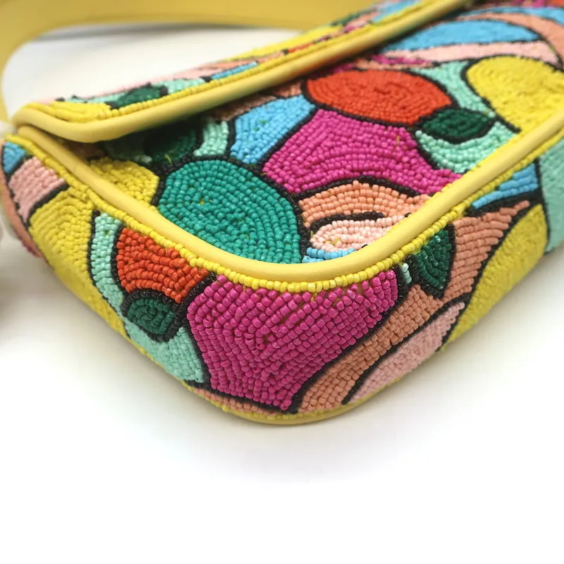 Staud Tommy Citrus Beaded Small Shoulder Bag Yellow/Multi NEW