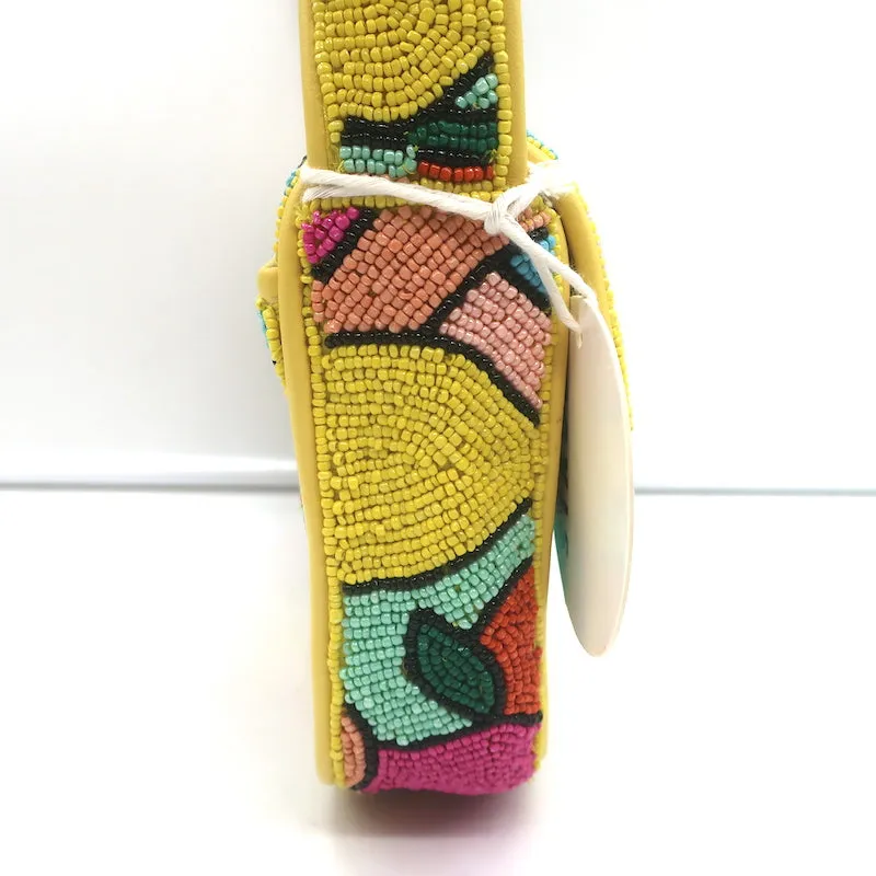 Staud Tommy Citrus Beaded Small Shoulder Bag Yellow/Multi NEW