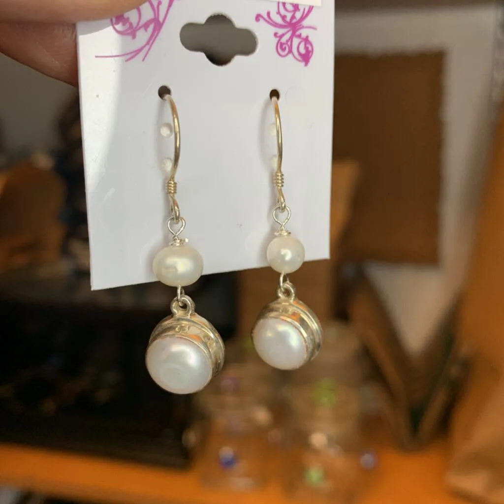 Sterling Covered Pearl Drop