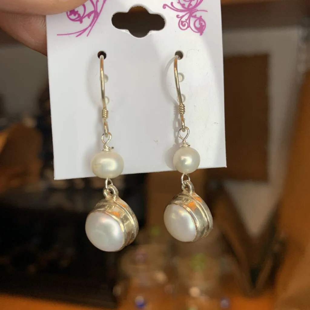 Sterling Covered Pearl Drop